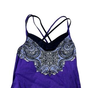 Athleta Tankini Swim Top Women's M Purple Blue Padded Bra